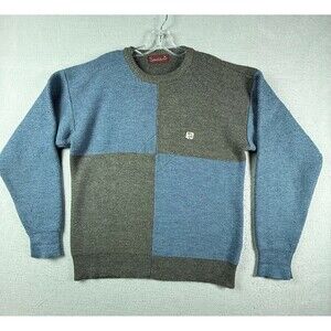 Arnold Palmer Golf Sweater Mens Large Wool Acrylic Colorblock Vintage Gray Blue